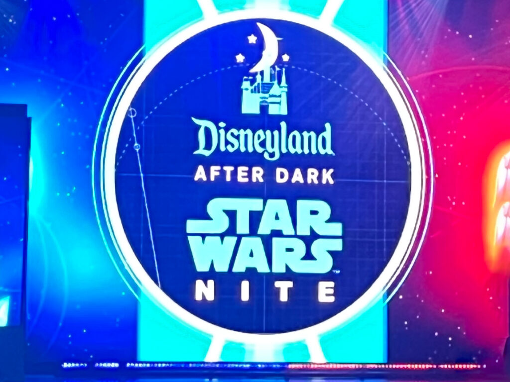 Fantasyland Theater Star Wars Nite Disneyland Sign on the Fantasyland Theater Stage