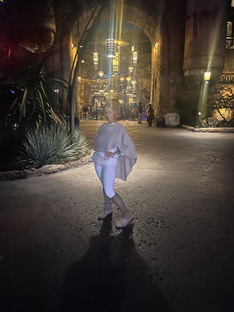 Star Wars Costume Andrea in Padme Amidala Star Wars Costume in Galaxy's Edge at Star Wars Nite Disneyland
