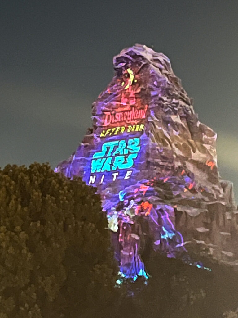 Star Wars Nite Matterhorn Matterhorn with projections at Star Wars Nite Disneyland
